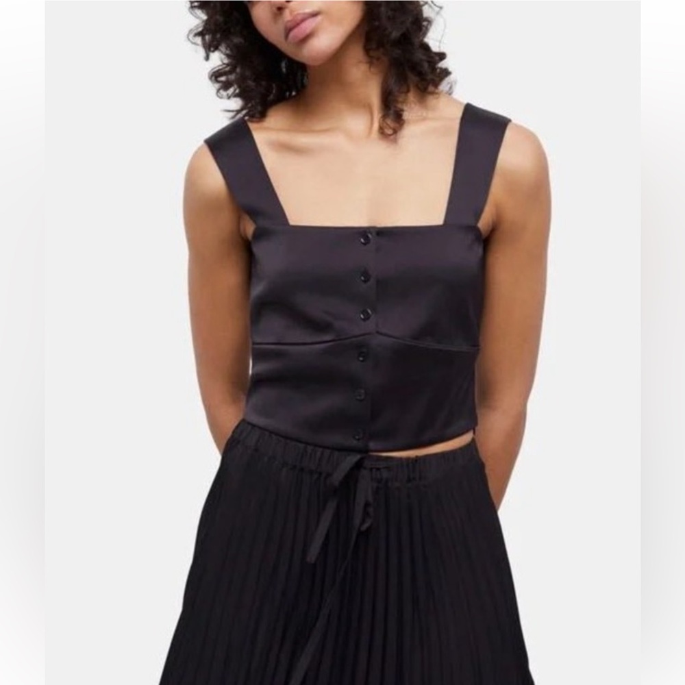 The Kooples Satin Square Neck Crop NWT